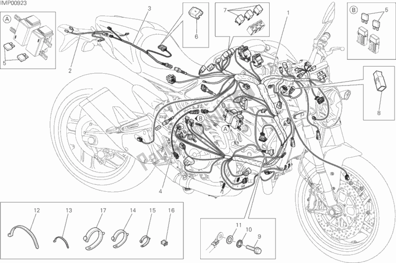 Todas as partes de Chicote De Fiação do Ducati Monster 821 Stripes USA 2015